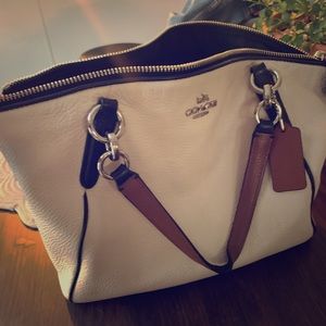 Leather coach handbag